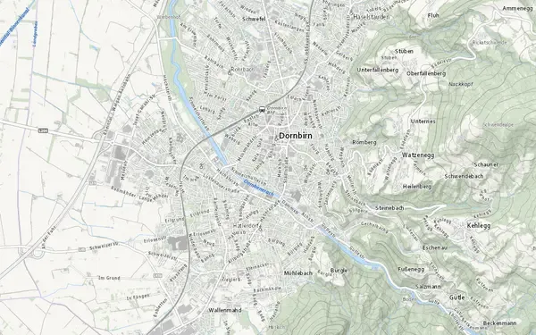 Flächenwidmung Vorarlberg: Kartenausschnitt aus der Grundblick-Karte
