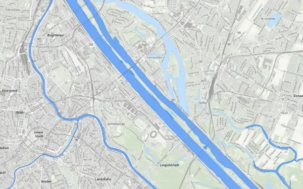 Hochwasserkarte Wien: Kartenausschnitt aus der Grundblick-Karte