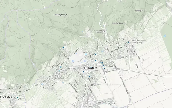 Schulstandorte: Kartenausschnitt aus der Grundblick-Karte für Österreich